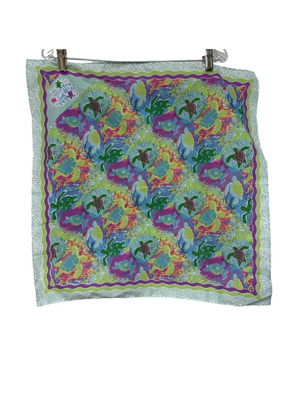 Girl Scouts Little Brownie Bandana Scarf Seas the Day Turtle Pocket Square 21x21